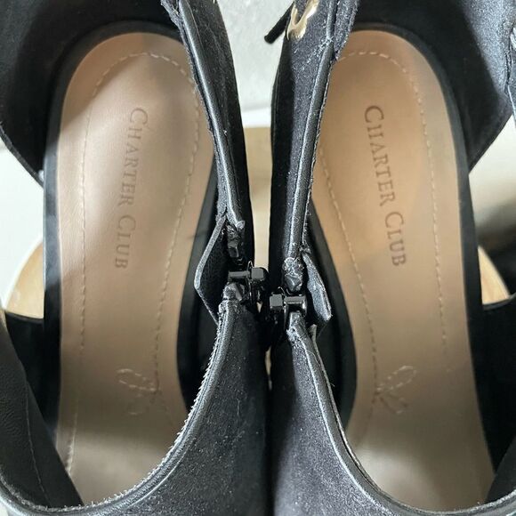 Charter Club Black Suede Chunky Heels Size 9.5 EUC - Picture 4 of 8